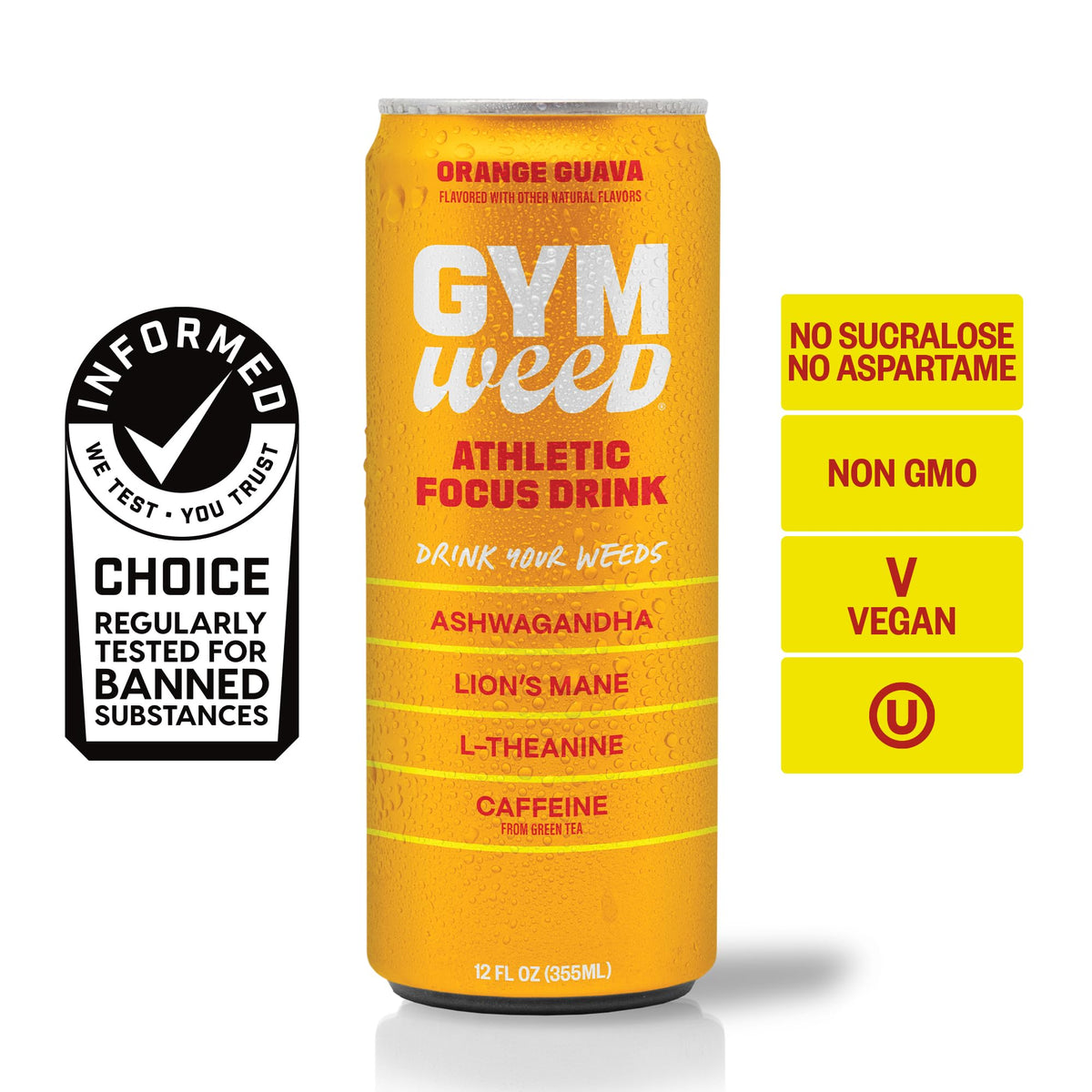 Gym Weed pour shot image emphasizing refreshing orange guava sip
