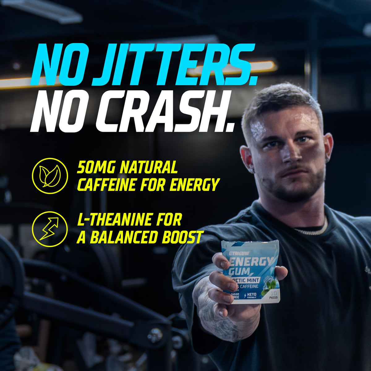 GYMGUM Arctic Mint swirl suggests refreshing flavor and alertness