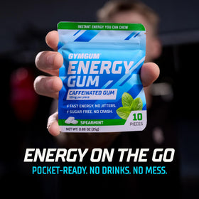 GYMGUM Energy Gum foil-wrapped piece provides mess-free caffeine per chew.