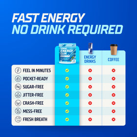 GYMGUM Energy Gum vegan symbol advocates plant-based energy support.