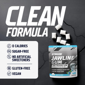 Keto-friendly icon beside gum packaging appealing to carb-conscious trainees.