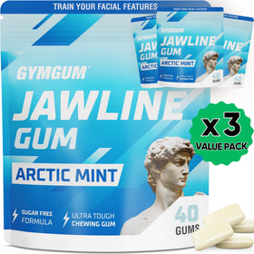 GYMGUM Jawline Gum Arctic Mint pack for on-the-go jaw training