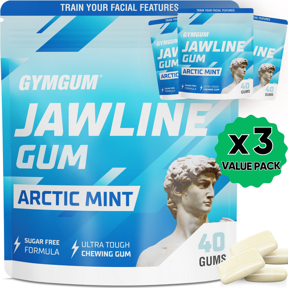 GYMGUM Jawline Gum Arctic Mint pack for on-the-go jaw training