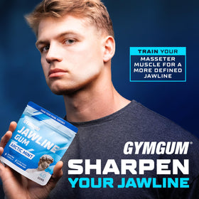 GYMGUM Jawline Gum athlete chewing demonstrating facial muscle focus