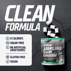 Minty spearmint flavor close-up of GYMGUM Jawline Gum for refreshing use.