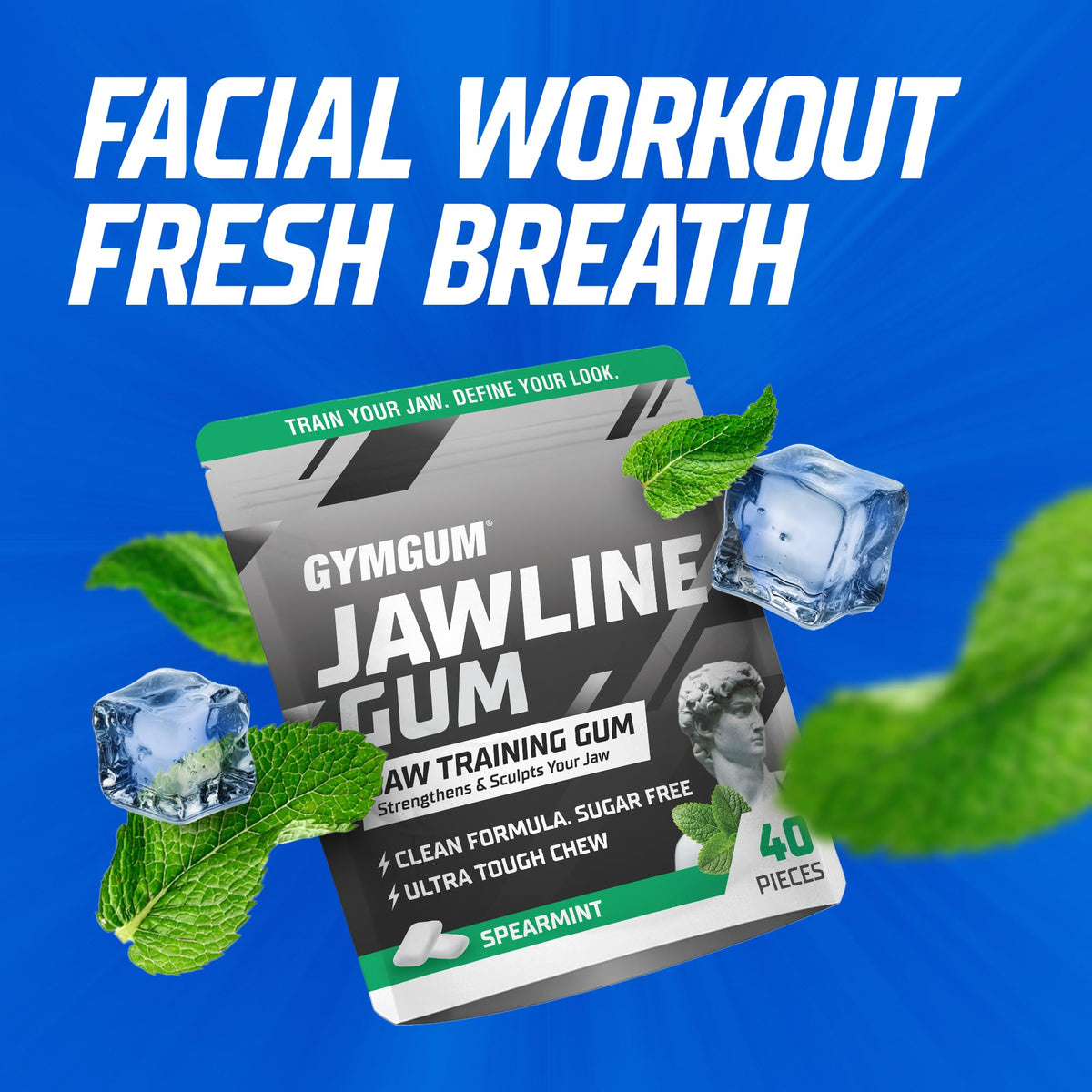 No calories label visible on GYMGUM packaging for keto-friendly use.