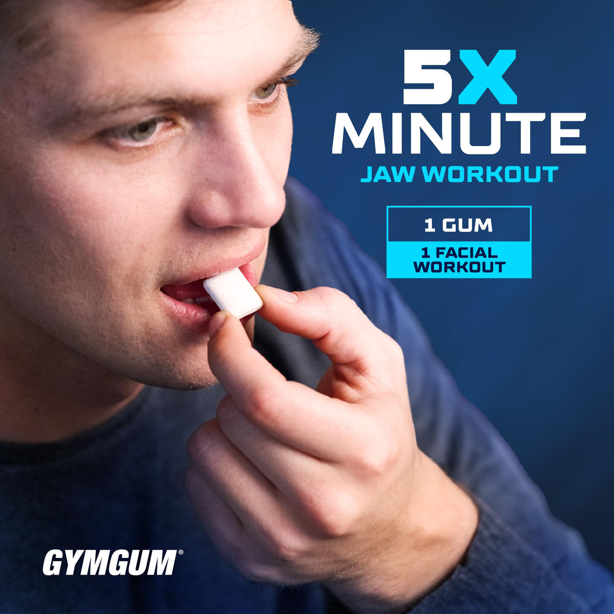 GYMGUM Jawline Gum packaging front showcasing zero calories