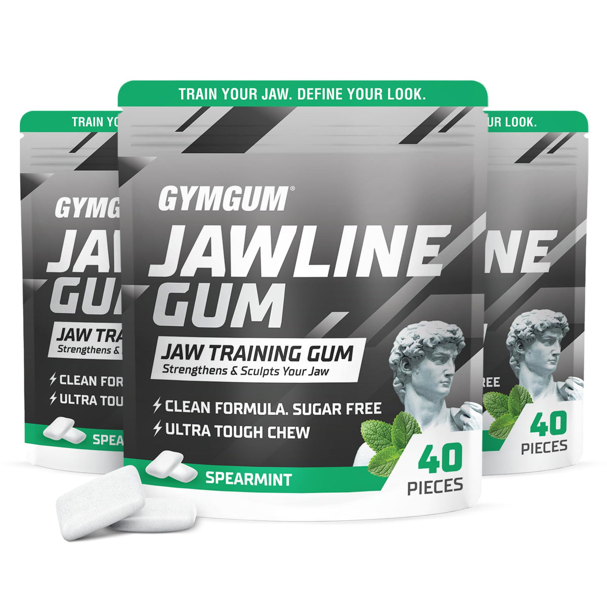 GYMGUM Jawline Gum packaging shown for convenient on-the-go training.