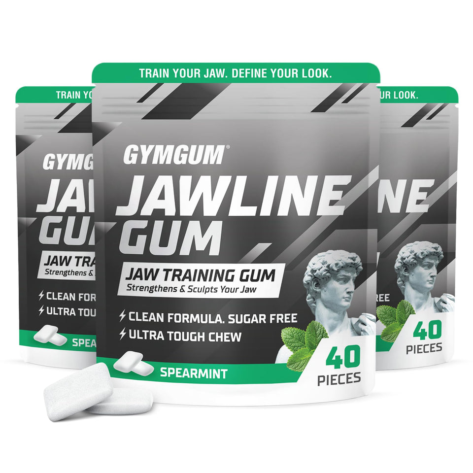 GYMGUM Jawline Gum packaging shown for convenient on-the-go training.
