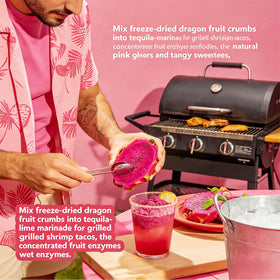 H2ONDBQF freeze-dried dragon fruit cubes preserve color and light sweetness.
