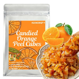 H2ONDBQF candied orange peel dices close-up for baking and snacking