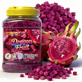 H2ONDBQF dragon fruit cubes offer a crisp texture for snacking.