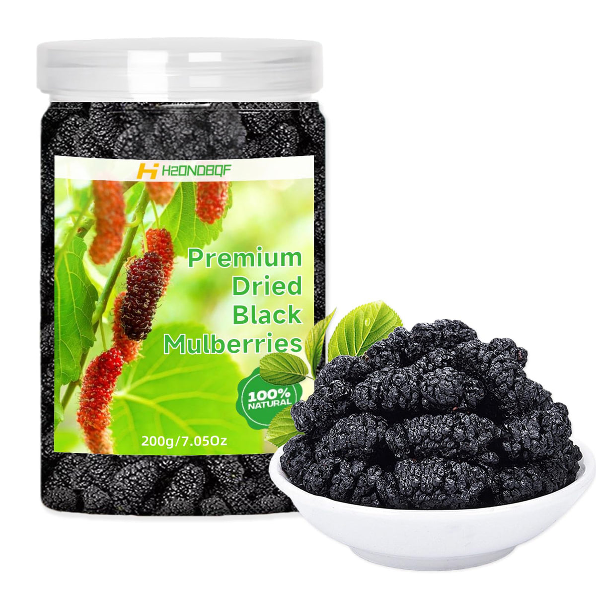 H2ONDBQF dried black mulberries closeup highlighting chewy texture for snacking