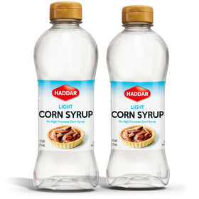 Haddar Light Corn Syrup bottle front shows vanilla notes for baking.