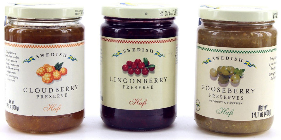 Hafi lingonberry preserves jar showcasing vibrant red berries, ideal for topping yogurt and toast
