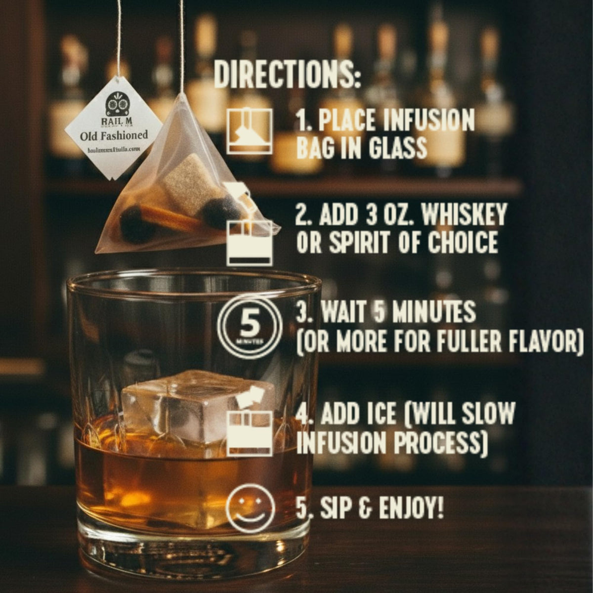Hail M Cocktails demerara sugar crystals in sachet hint caramel notes.