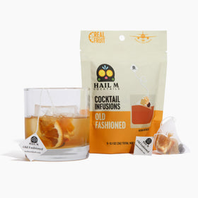Hail M Cocktails Old Fashioned bags setup for on-the-go mixing.