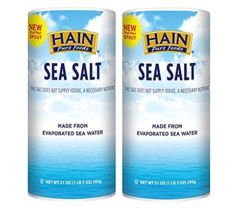 Hain Pure Foods Sea Salt 21oz 2-pack container ready for everyday seasoning