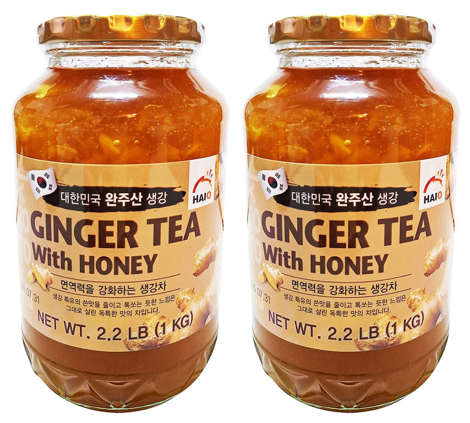 Haio Ginger Tea with Honey bottle pour showing convenient serving for any time of day