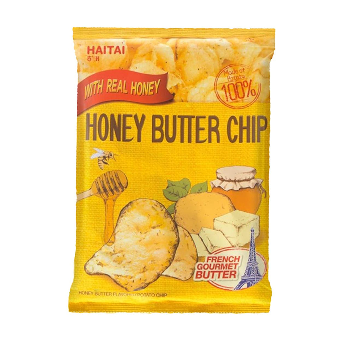 Haitai Honey Butter Chip Big Size snack served in hand for sharing