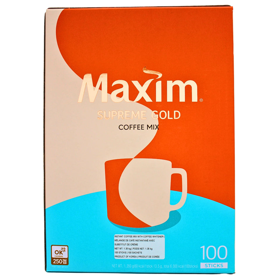Haitai MAXIM Supreme Gold Coffee box front view for premium instant coffee.