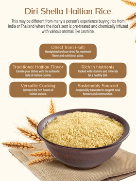 Rice Shella packaging detail emphasizing careful selection and quality control.