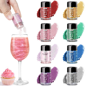 HAJIMMIU 8 Colors edible glitter iridescent finish bottle for cake and drink decoration.