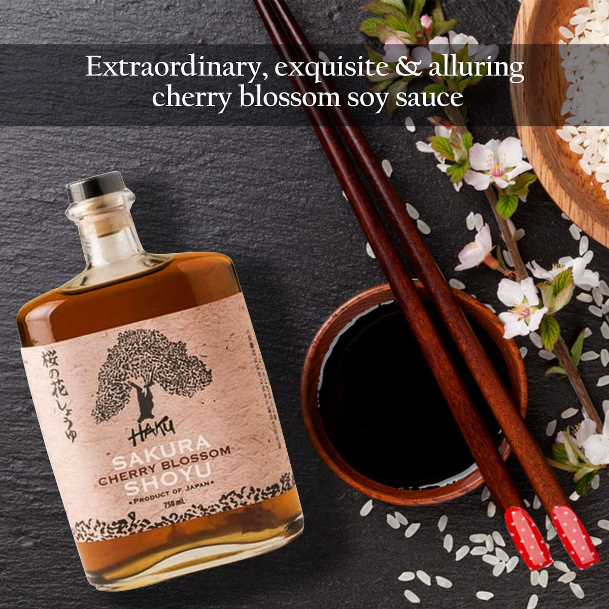 HAKU Sakura Cherry Blossom Shoyu marination bottle adds depth