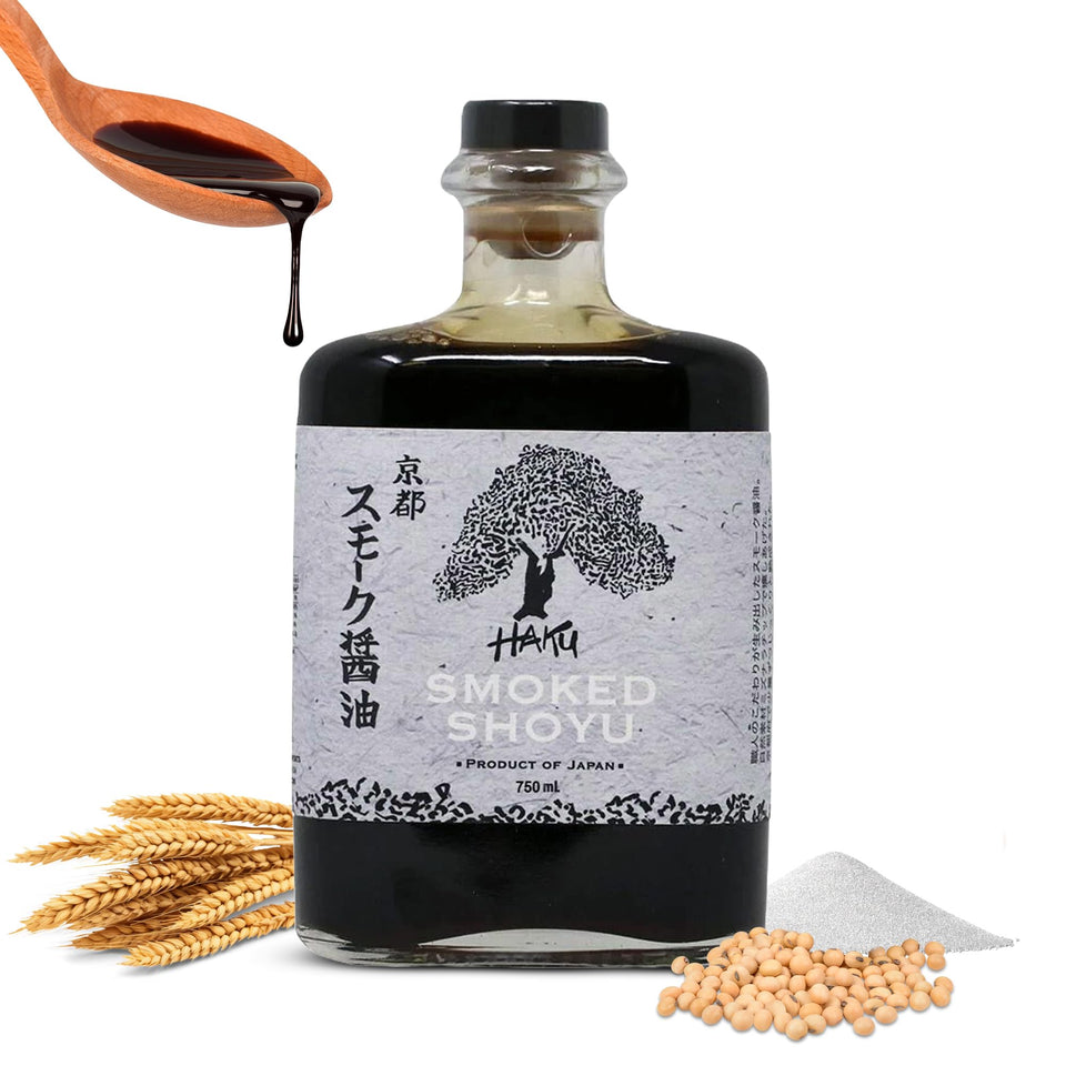 HAKU Smoked Shoyu bottle 750ml on shelf offering rich smoky umami for meals