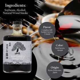 Pouring HAKU Smoked Shoyu reveals dark glossy liquid with smoky aroma