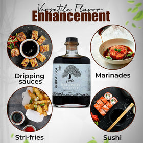 HAKU Smoked Shoyu as a sushi dip for vibrant nigiri and sashimi