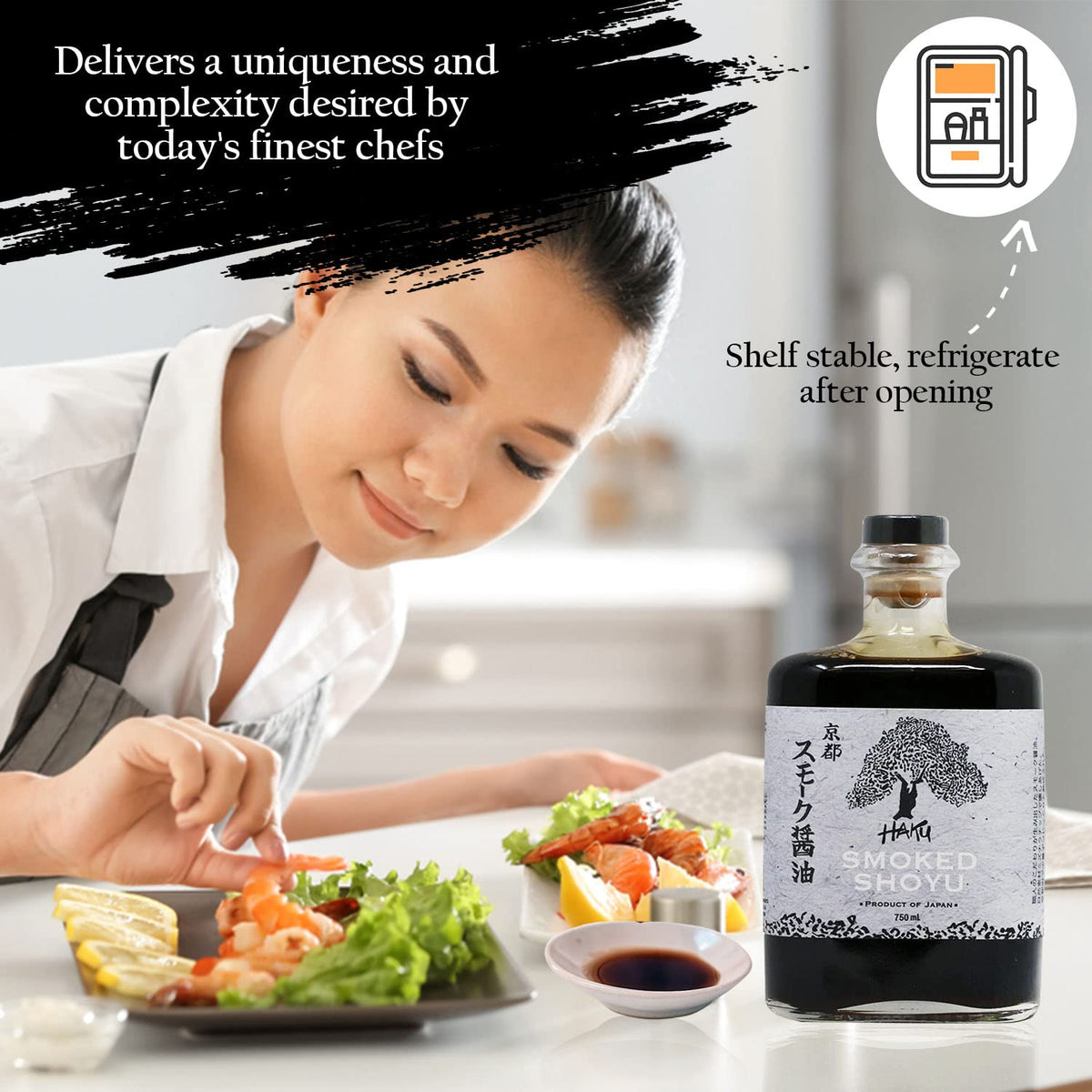 Sushi dish elevated by a drizzle of HAKU Smoked Shoyu