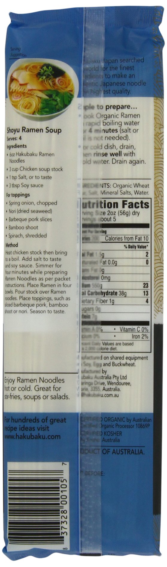 Hakubaku Organic Ramen cooked noodles ready to slurp in minutes.