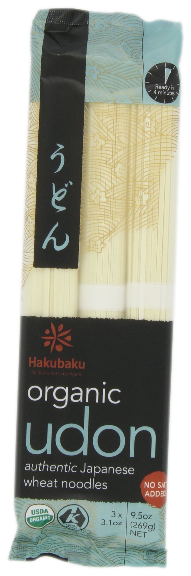 Hakubaku Organic Udon packaging image showing eight salt-free noodle boxes for easy meal prep