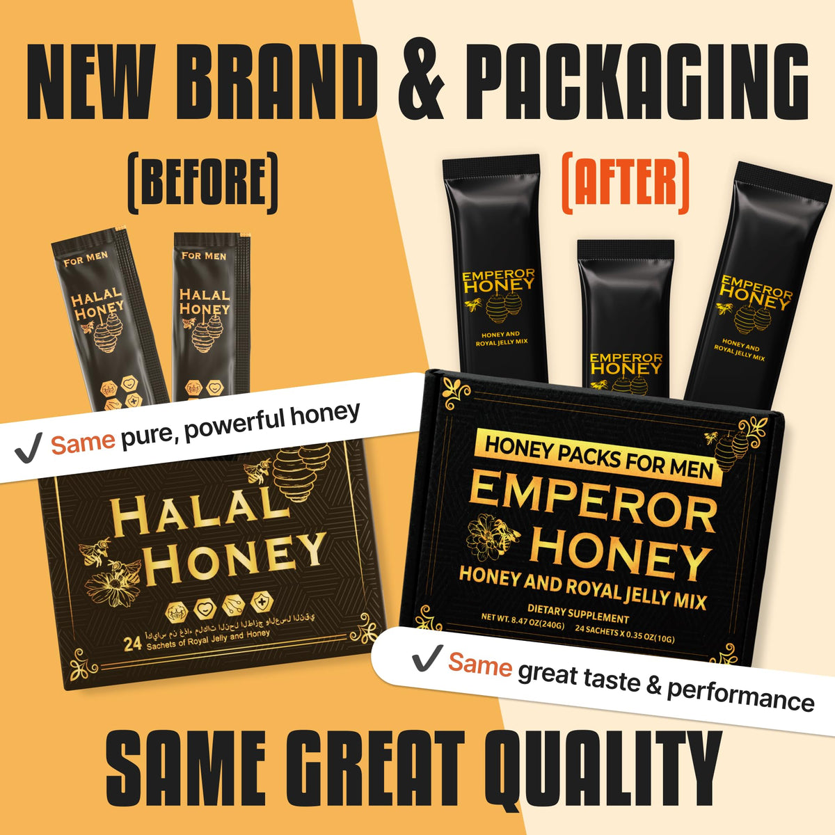 Halal Honey Extra Strength 24 sachets arranged for convenient daily use.