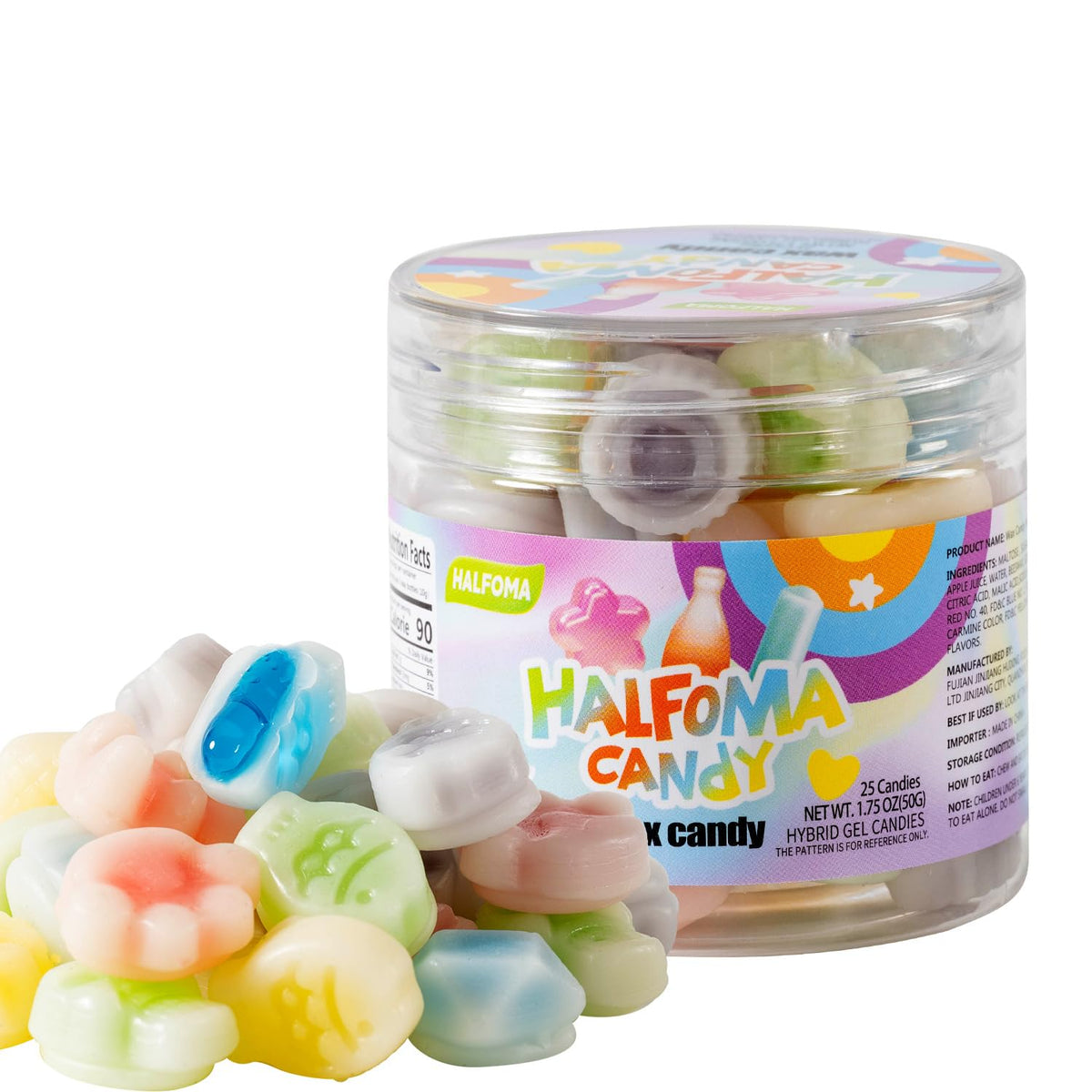 Halfoma wax bottle chewable candy outer beeswax for a smooth, residue-free chew.