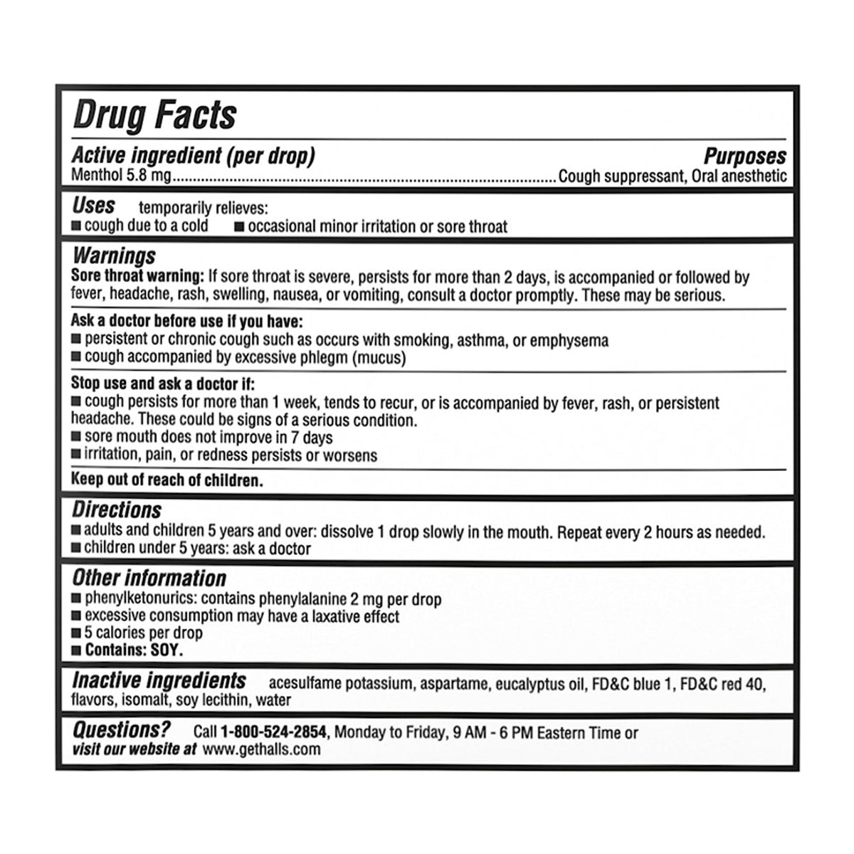 HALLS sugar-free black cherry drops on counter highlighting sugar-free formula benefits
