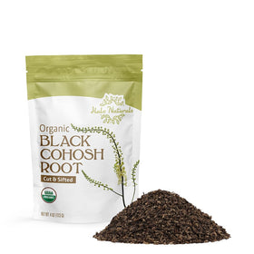 Halo Naturals Black Cohosh root cut and sifted in a resealable pouch for storage.