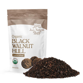 Halo Naturals black walnut hull cut and sifted for tea preparation
