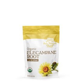 Halo Naturals elecampane root origin China on packaging for transparency.