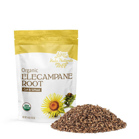 Halo Naturals elecampane root cut-sifted for easy measuring and brewing.