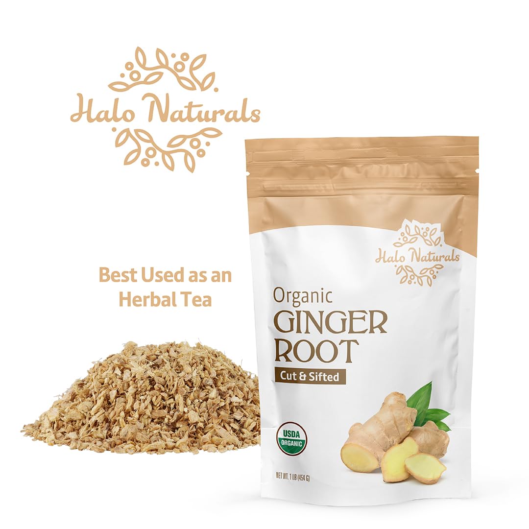 Halo Naturals ginger root packaged in the USA ensuring consistent quality.