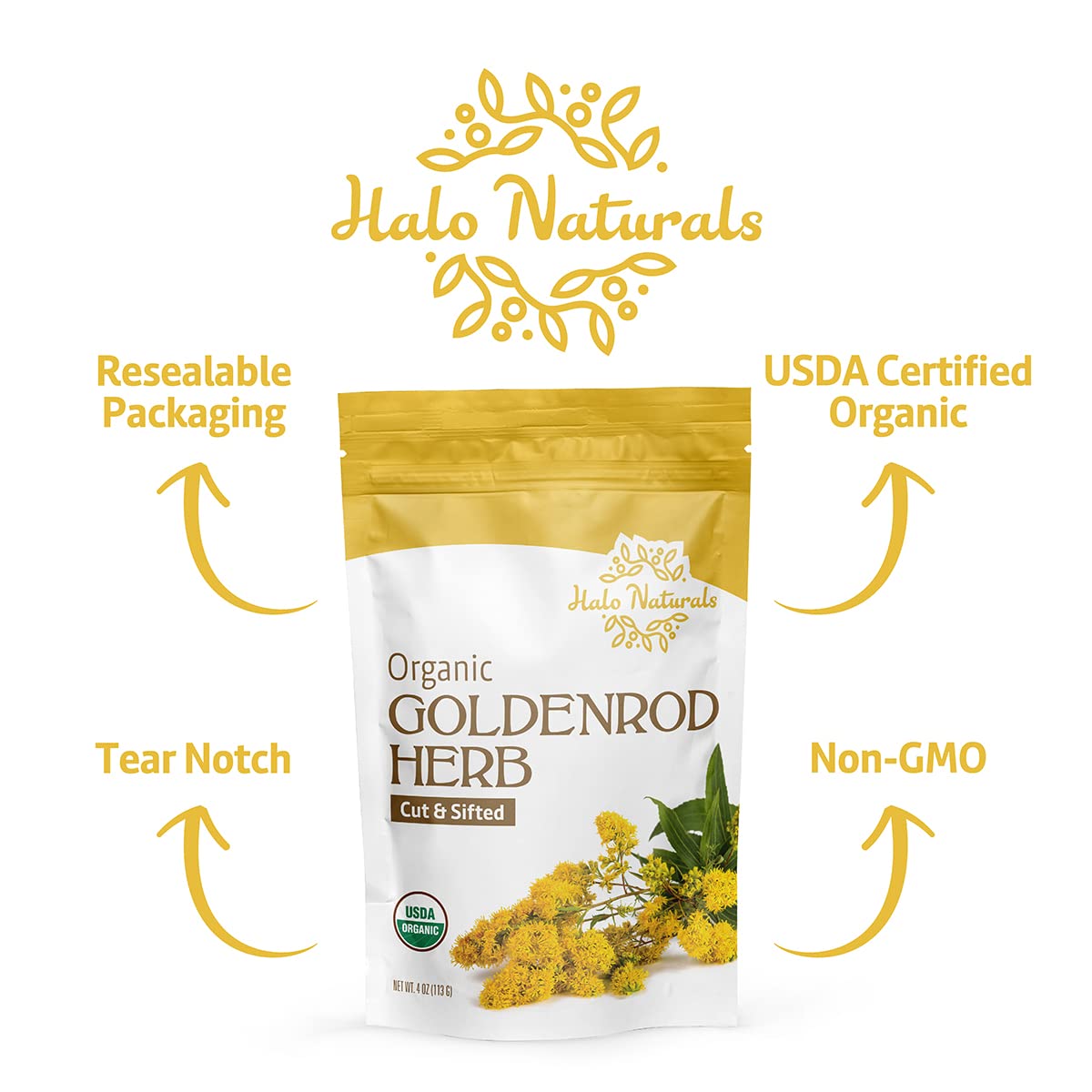 Halo Naturals loose Goldenrod herb in a bowl ready for infusion
