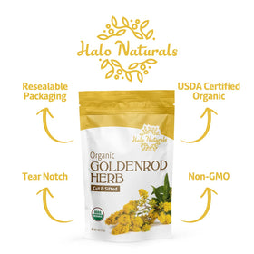 Halo Naturals loose Goldenrod herb in a bowl ready for infusion