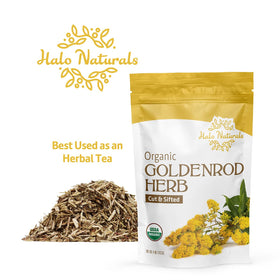 Halo Naturals Goldenrod origin from Croatia and Bulgaria on packaging