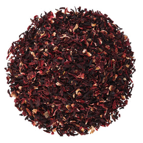 Halo Naturals hibiscus petals close-up reveals vibrant red hues ideal for tea infusions.