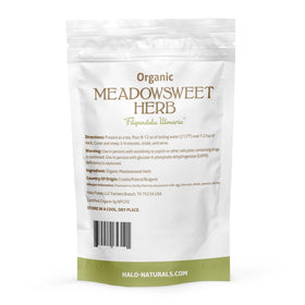 Halo Naturals Meadowsweet pouch resealable keeps freshness for daily tea blends