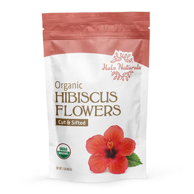 Halo Naturals origin Egypt badge highlights authentic hibiscus sourcing.