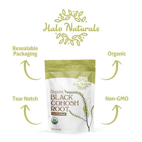 Halo Naturals packaging in the USA with a clear quality label.