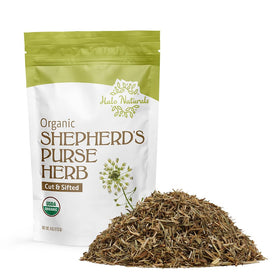 Halo Naturals Shepherd's Purse herb cut & sifted close-up showcases premium organic quality for blends